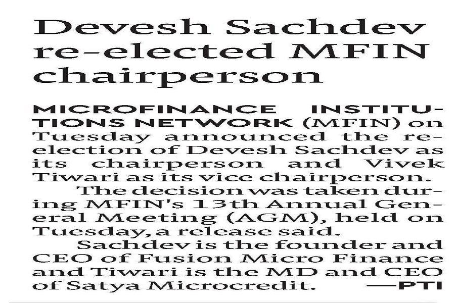 06_07_22_DEVESH SACHDEV RE-ELECTED MFIN CHAIRPERSON_FINANCIAL EXPRESS - DELHI